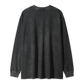 Men Long Sleeve T Shirt Cartoon Characters Printed Washed Old Loose